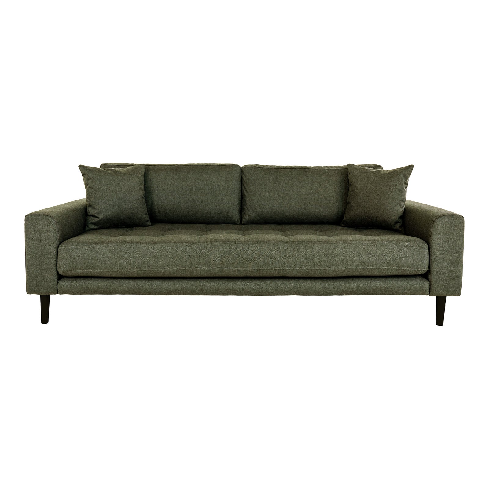 Produktbillede af HOUSE NORDIC Lido 3 pers. sofa m. 2 puder olivengrøn polyester og sort træ i premium kvalitet