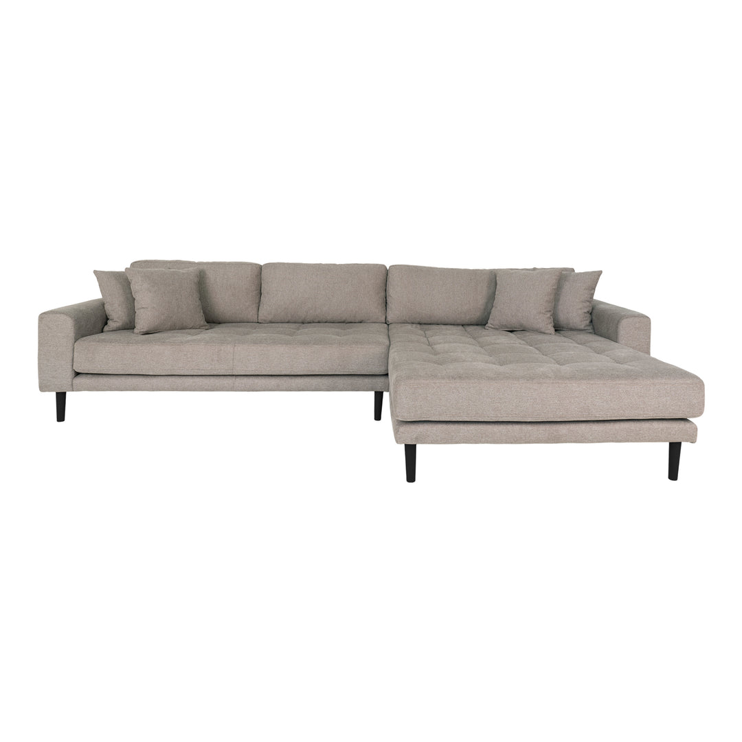 HOUSE NORDIC Lido loungesofa højre chaiselong m. 4 puder stone polyester og sort træ