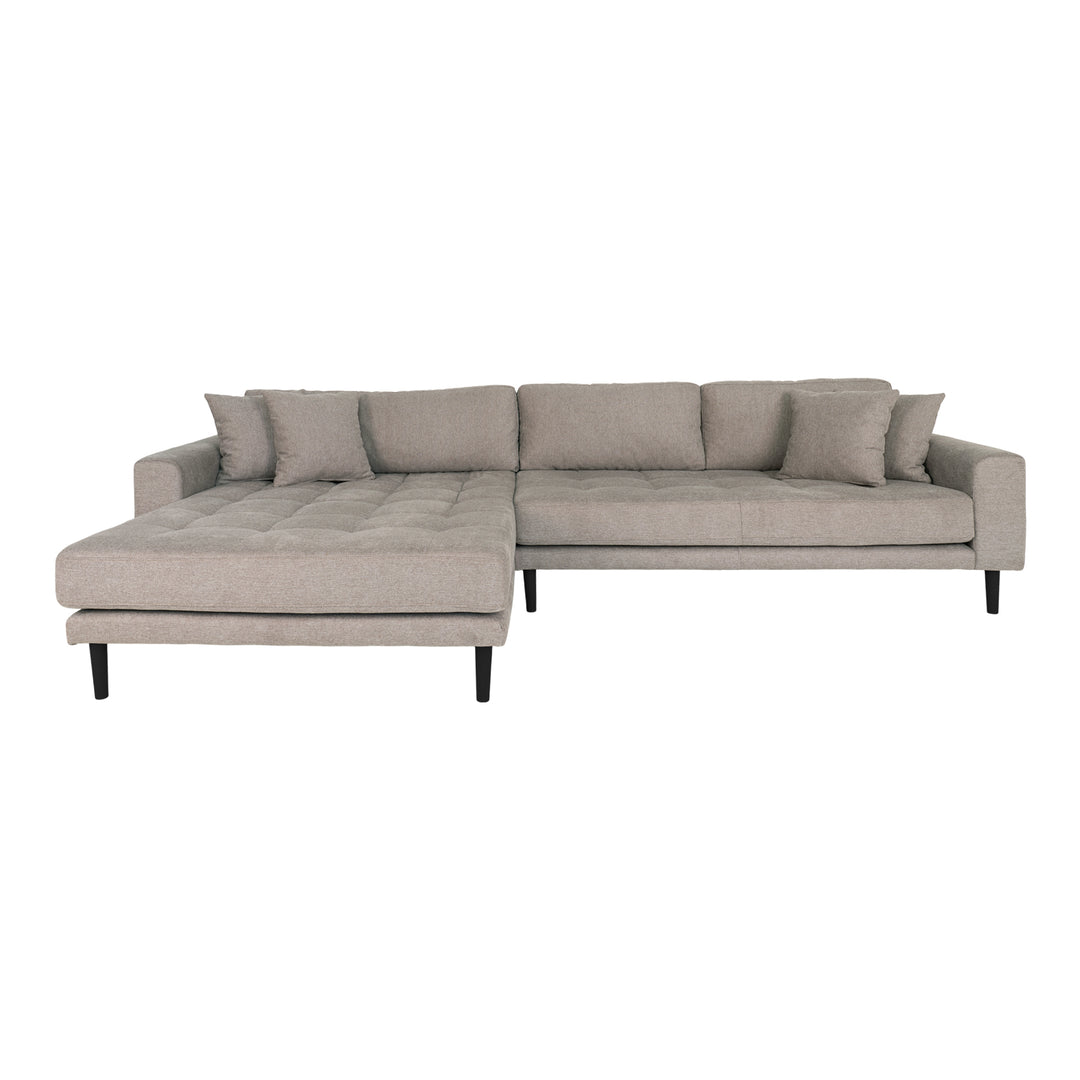 HOUSE NORDIC Lido loungesofa venstre chaiselong m. 4 puder stone polyester og sort træ