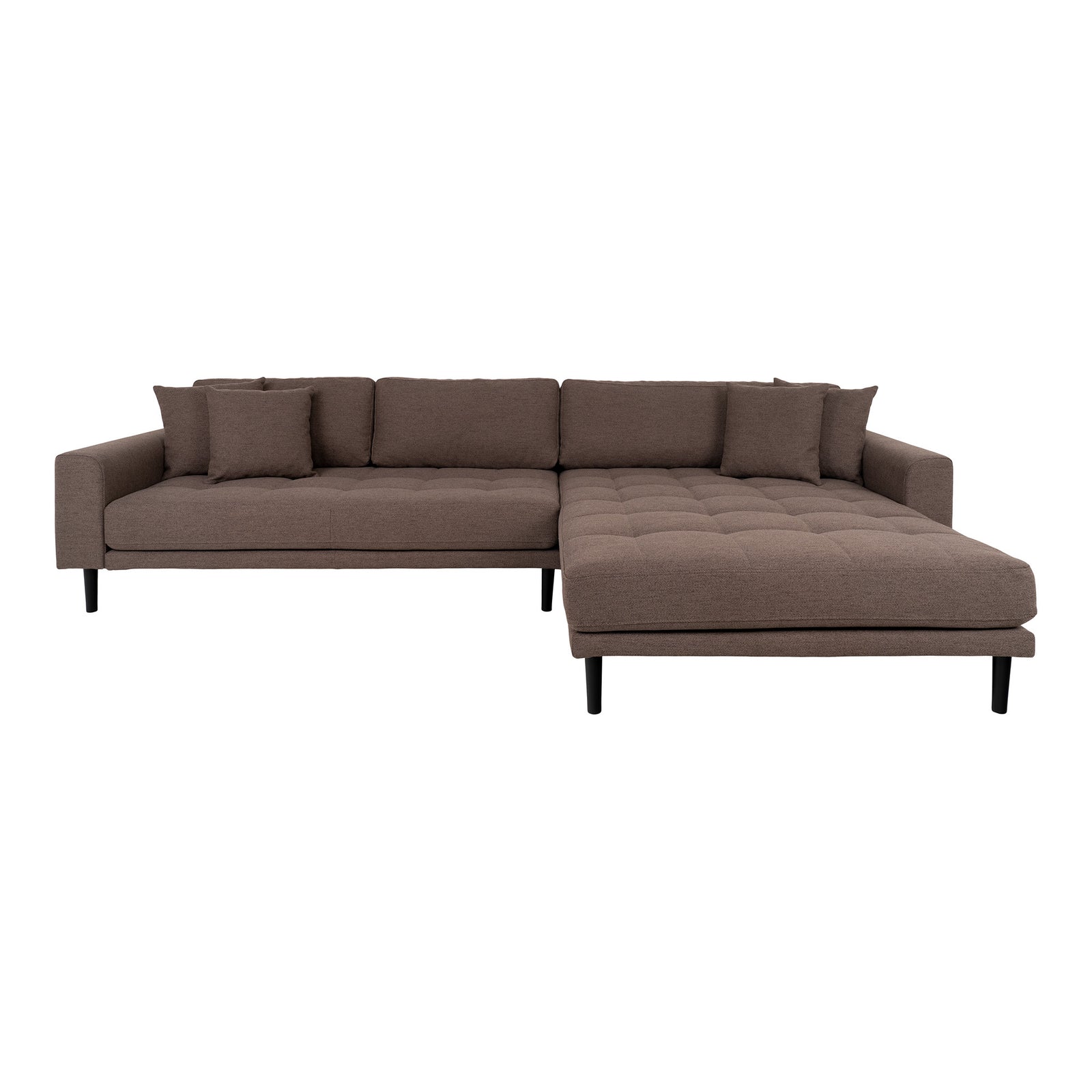 Produktbillede af HOUSE NORDIC Lido loungesofa højre chaiselong m. 4 puder brun polyester og sort bøg i premium kvalitet