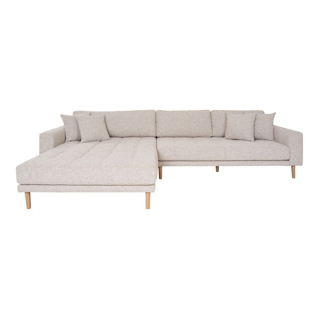 Produktbillede af HOUSE NORDIC Lido loungesofa venstre chaiselong m. 4 puder beige meleret polyester og natur bøg i premium kvalitet