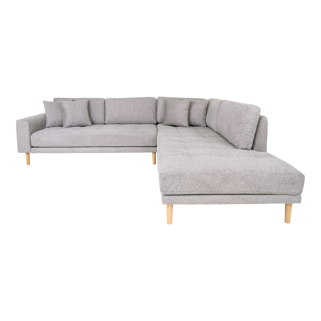 Produktbillede af HOUSE NORDIC Lido hjørnesofa højre chaiselong m. 4 puder lysegrå polyester og natur bøg i premium kvalitet
