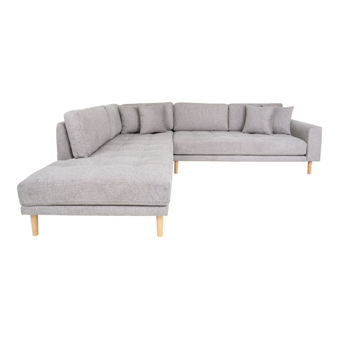 Produktbillede af HOUSE NORDIC Lido hjørnesofa venstre chaiselong m. 4 puder lysegrå polyester og natur bøg i premium kvalitet
