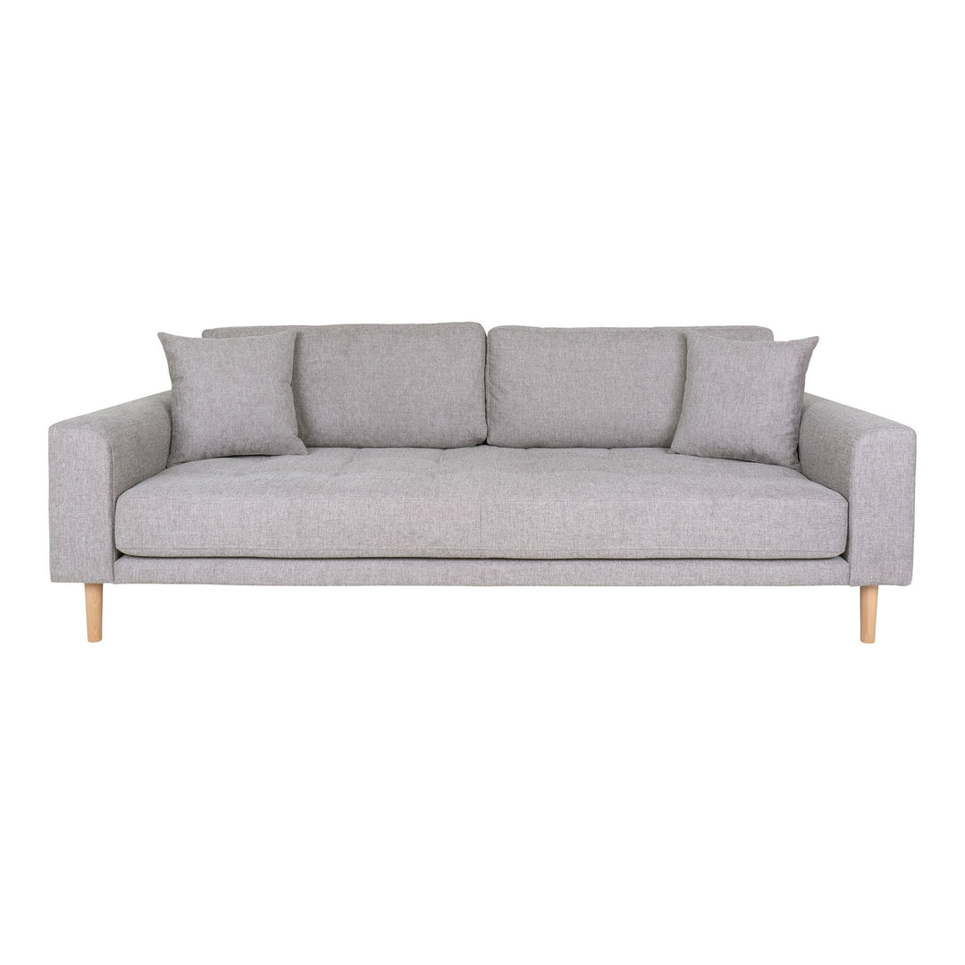Produktbillede af HOUSE NORDIC Lido 3 pers. sofa m. 2 puder lysegrå polyester og natur bøg i premium kvalitet