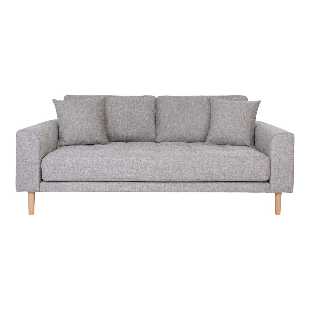 Produktbillede af HOUSE NORDIC Lido 2,5 pers. sofa m. 2 puder lysegrå polyester og natur bøg i premium kvalitet