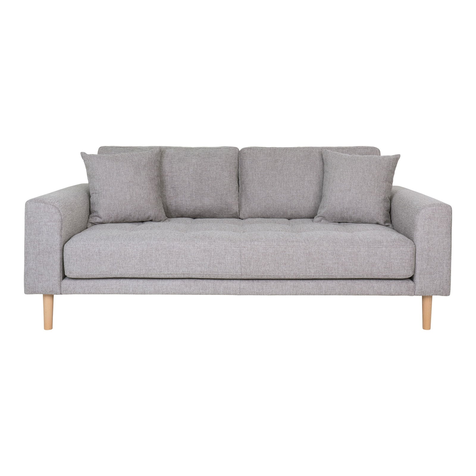 Produktbillede af HOUSE NORDIC Lido 2,5 pers. sofa m. 2 puder lysegrå polyester og natur bøg i premium kvalitet