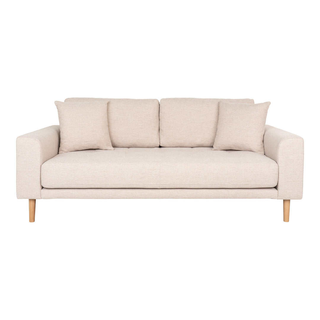 Produktbillede af HOUSE NORDIC Lido 2,5 pers. sofa m. 2 puder sand polyester og natur bøg i premium kvalitet