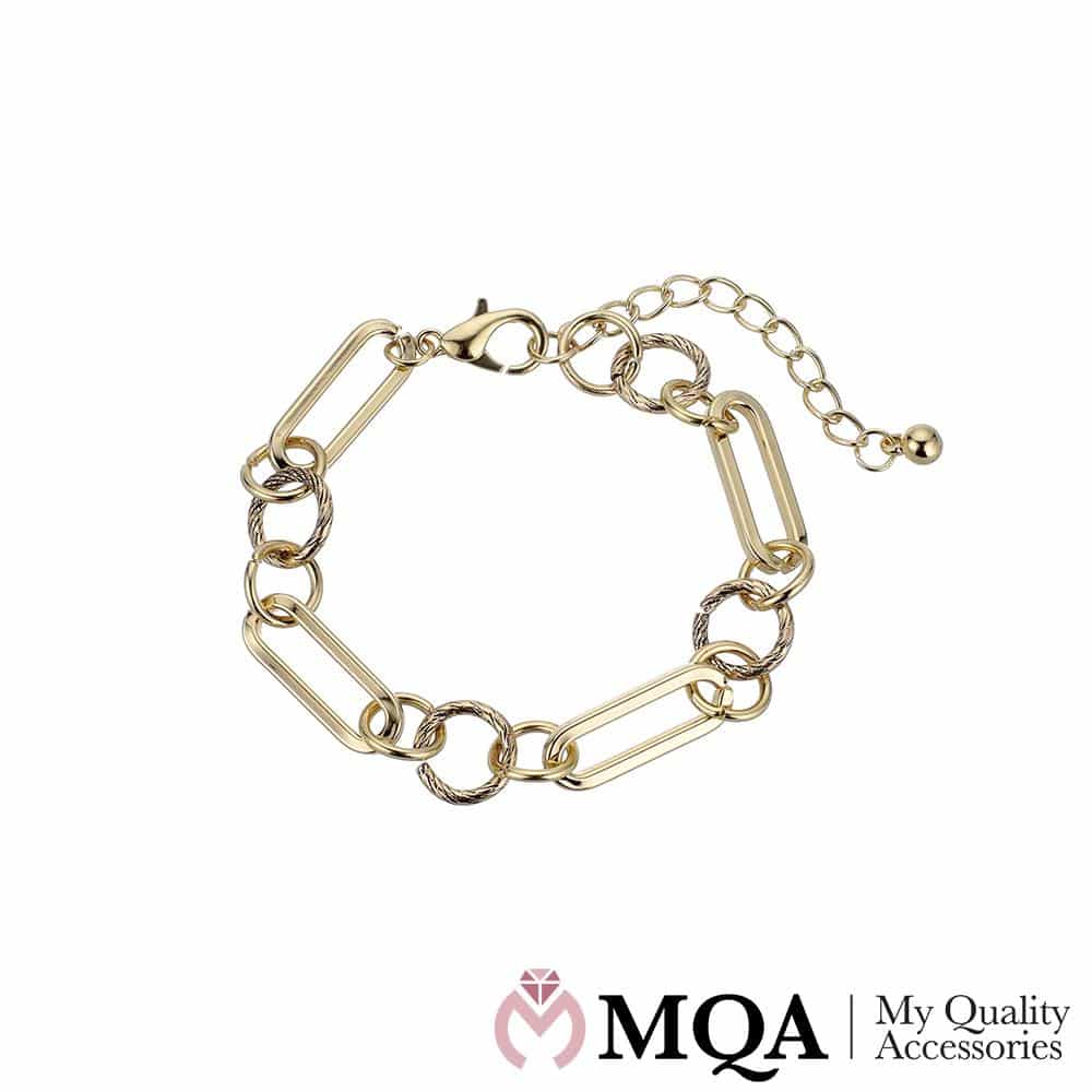 Produktbillede af Armbånd guldfarvet bred justerbar på tilbud