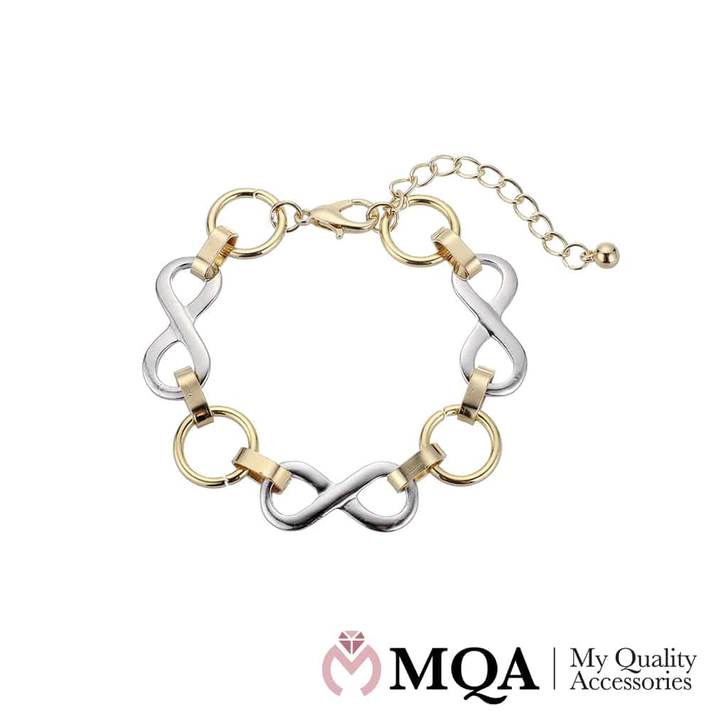 Produktbillede af Armbånd guld- og sølvfarvet infinity justerbar på tilbud