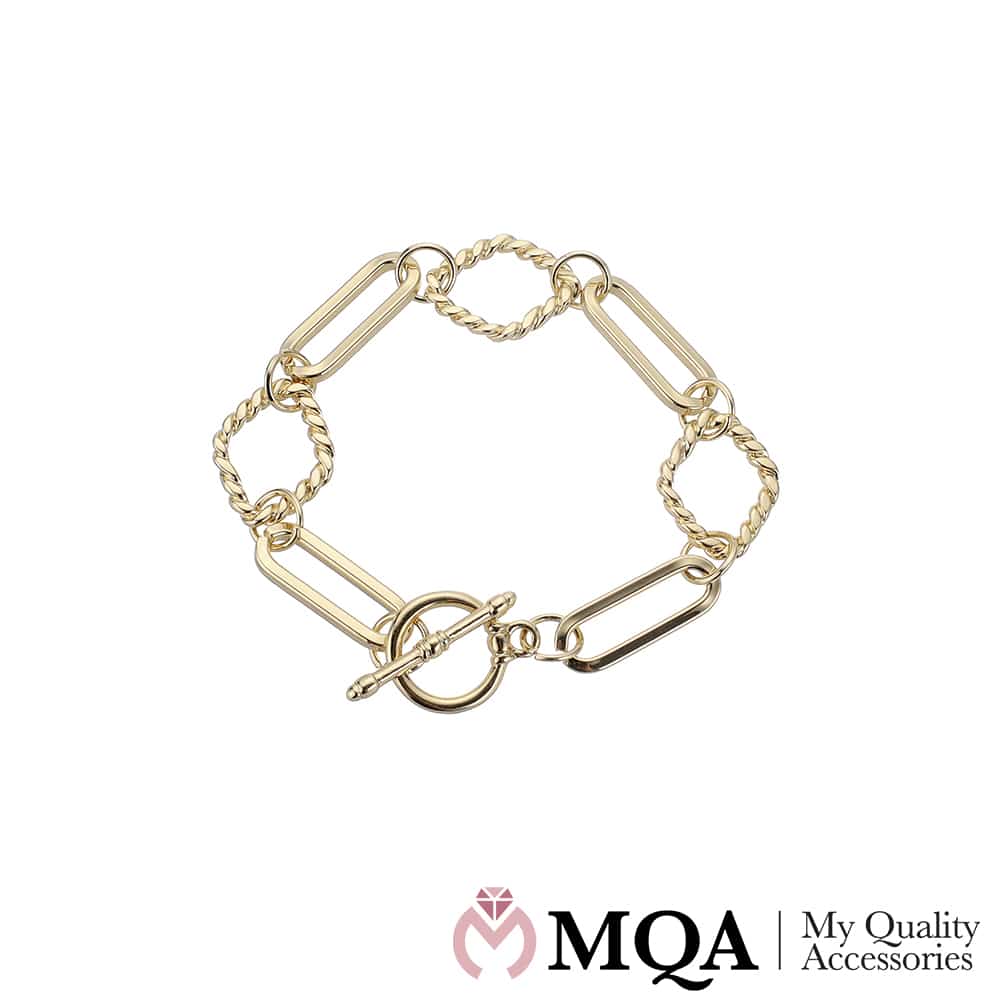 Produktbillede af Armbånd guldfarvet klassisk design toggle lås på tilbud