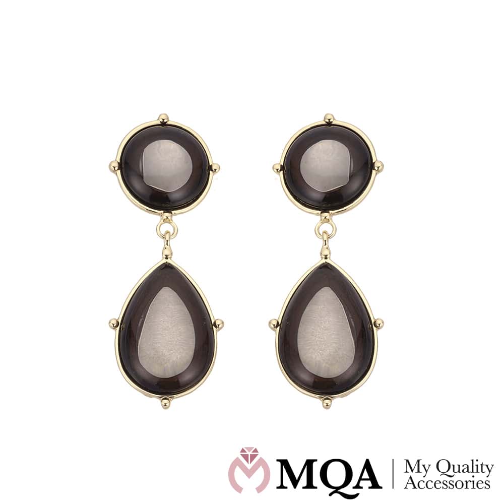 Produktbillede af Øreringe med sten og dråbeformet vedhæng på tilbud