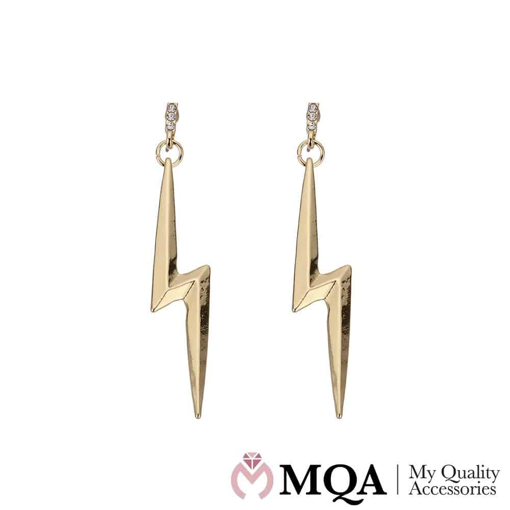 Produktbillede af Øreringe lyn design og med 3 små klare sten på tilbud