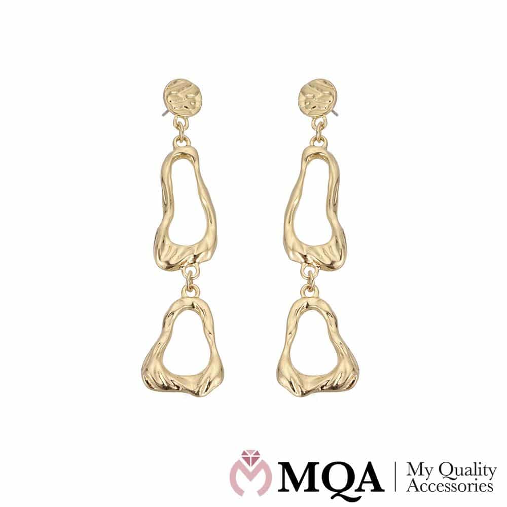 Produktbillede af Køb Øreringe i kædedesign med hamrede overflader på tilbud