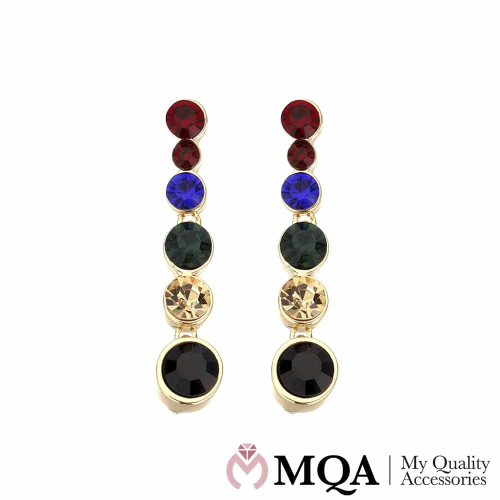 Produktbillede af Køb Øreringe med 6 runde farvede sten på tilbud