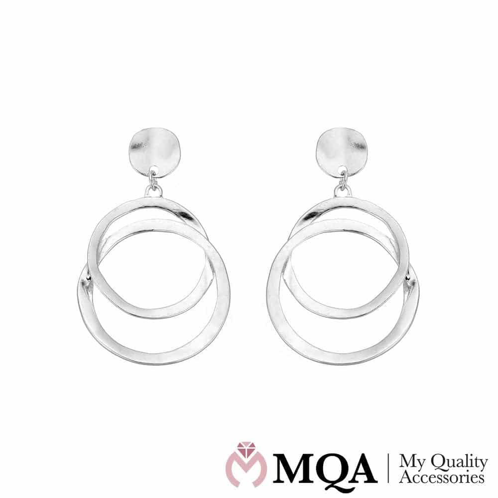 Produktbillede af Køb Øreringe cirkel vedhæng m/organisk form på tilbud