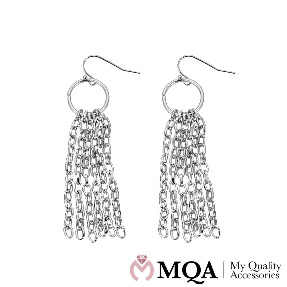 Produktbillede af Køb Øreringe med ring og kæder på tilbud