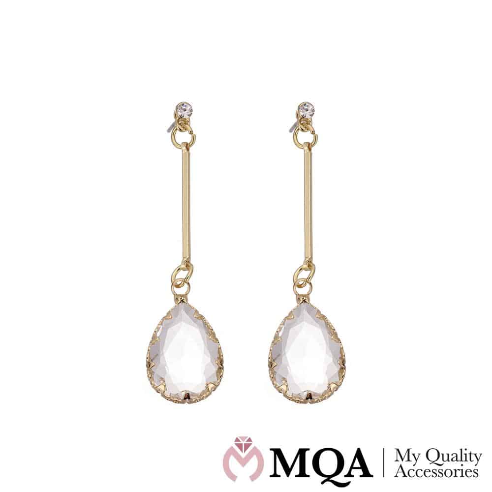 Produktbillede af Køb Øreringe med dråbeformet glassten på tilbud