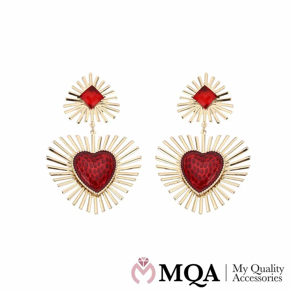 Produktbillede af Køb Øreringe stjerne med hjerte vedhæng på tilbud