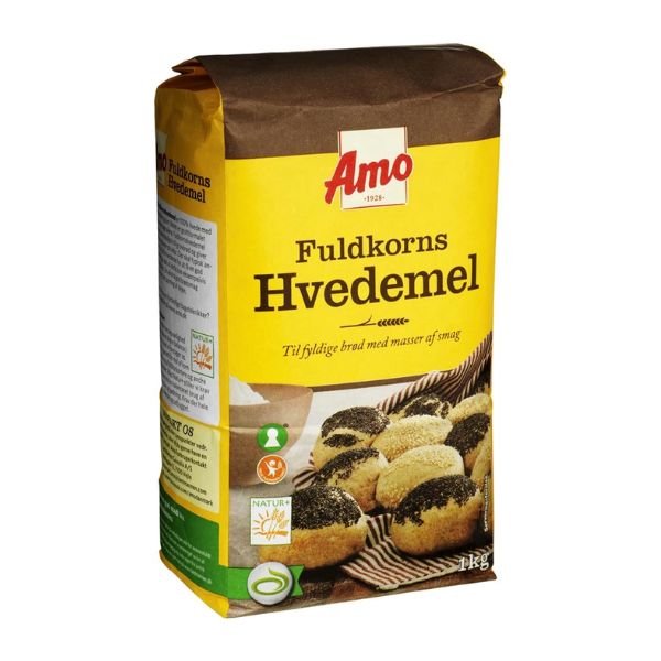 Produktbillede af Hvedemel Fuldkorn Amo 1kg på tilbud i premium kvalitet