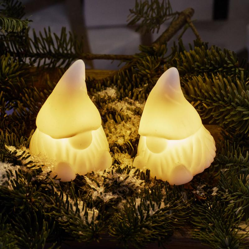 Produktbillede af Sirius Coco LED-nisse 2 stk hvid 6.5x10cm i premium kvalitet