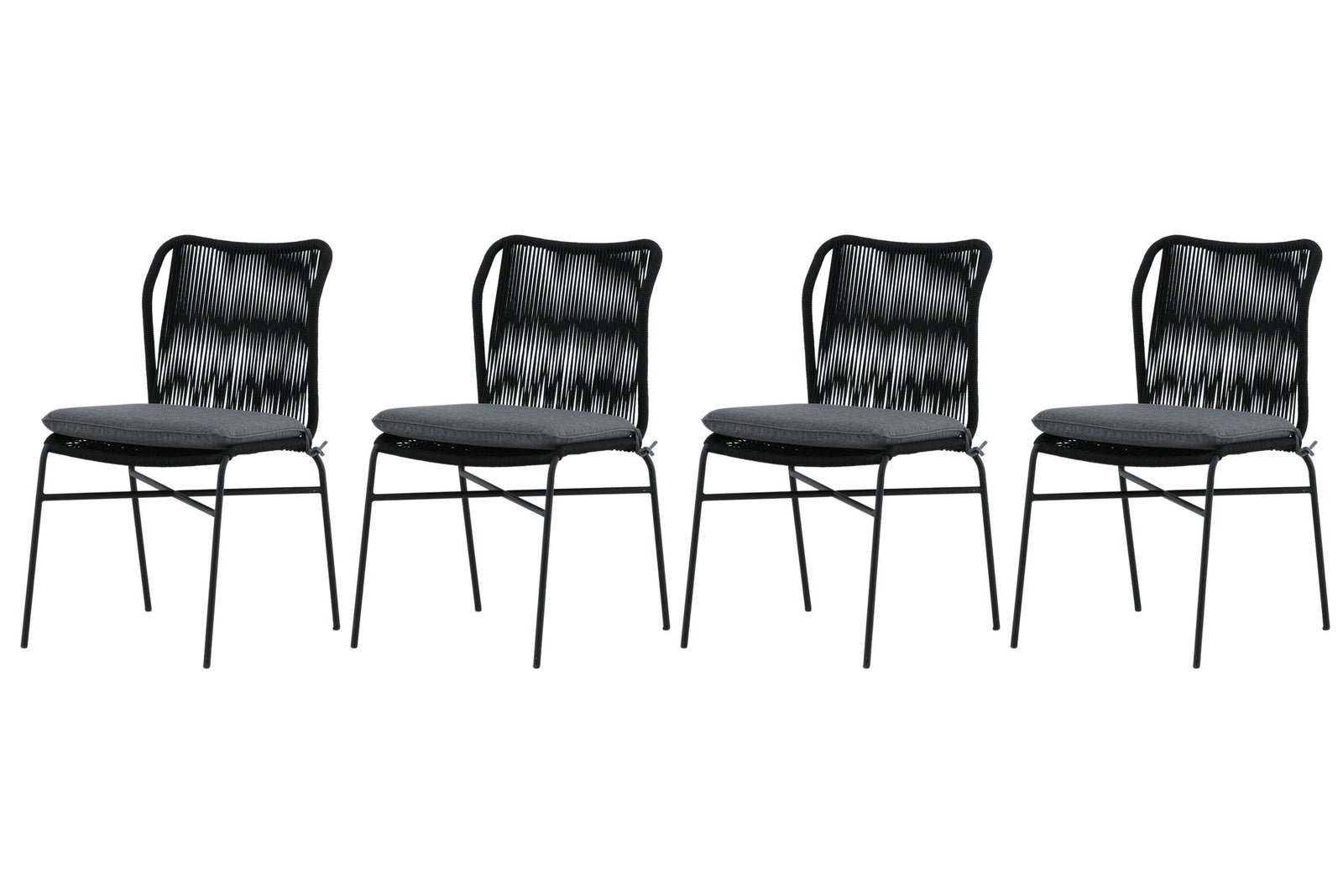 Produktbillede af VENTURE DESIGN Julian havestol m. grå hynde sort reb og stål i premium kvalitet