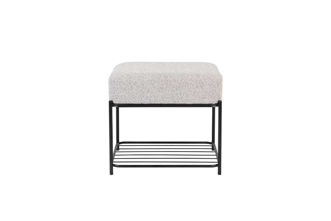 WHITE LABEL LIVING Milou skammel m. hylde grå polyester og jern 50x35