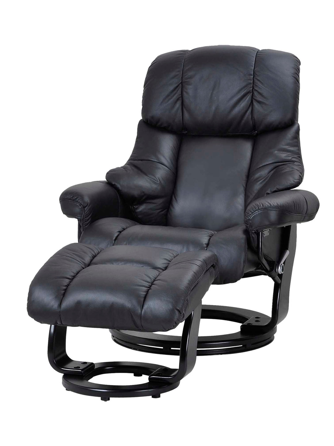 Produktbillede af Crown recliner stol sort læder inkl. fodskammel i premium kvalitet