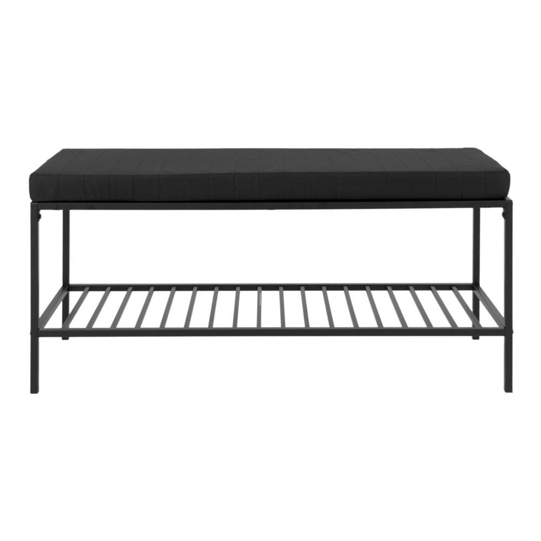 HOUSE NORDIC Vita bænk m. hylde polyester og sort stål 100x36