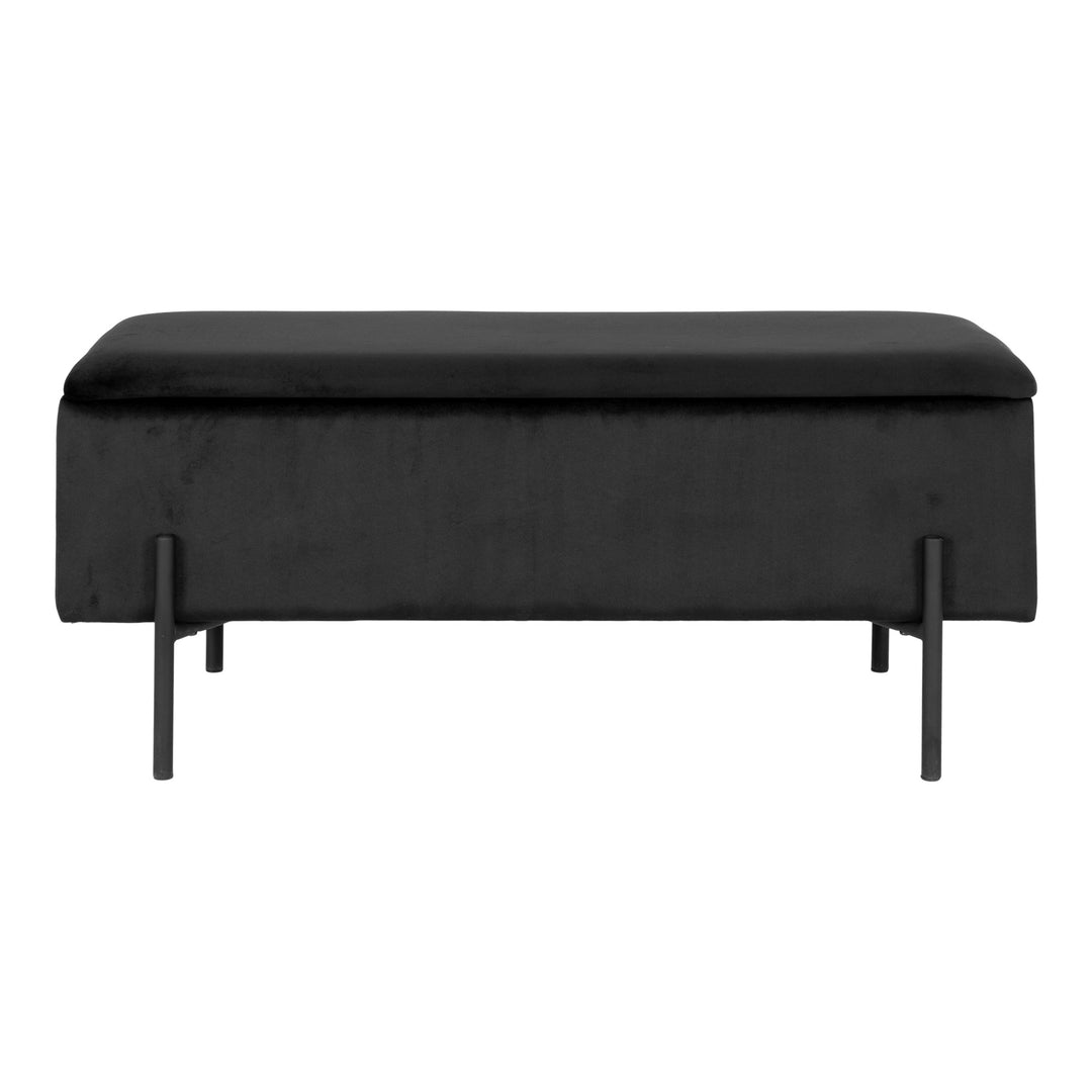 Produktbillede af House Nordic Watford Bænk sort velour m. opbevaring 95 i premium kvalitet