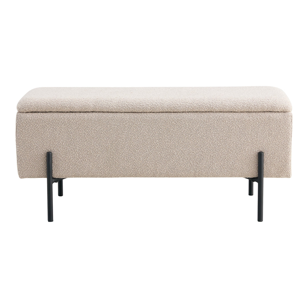 HOUSE NORDIC Watford bænk m. opbevaring beige bouclé polyester stof og sort metal 95x36,5