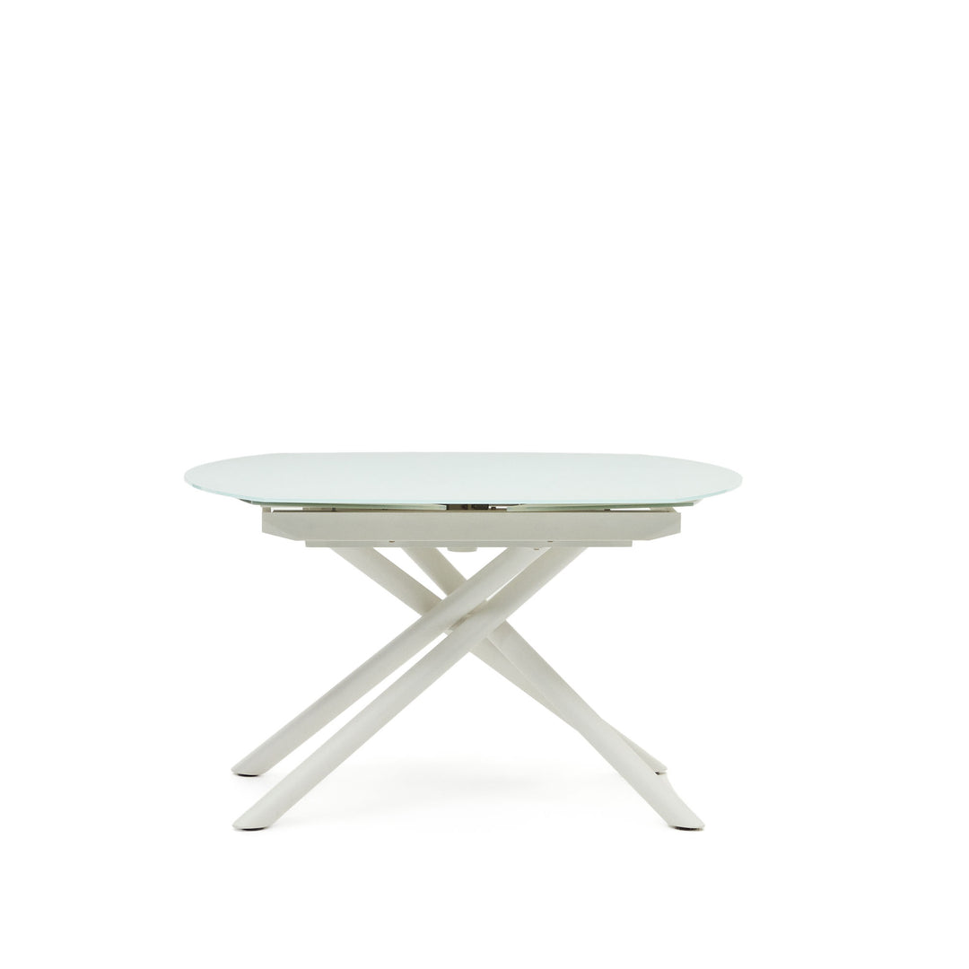 KAVE HOME Yodalia spisebord m. udtræk glas MDF og hvid stål 130 190 x100