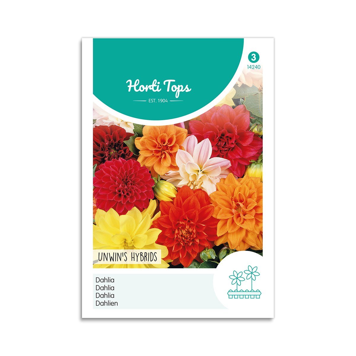 Produktbillede af Dahlia frø Unwins Hybrids Horti Tops på tilbud i høj kvalitet