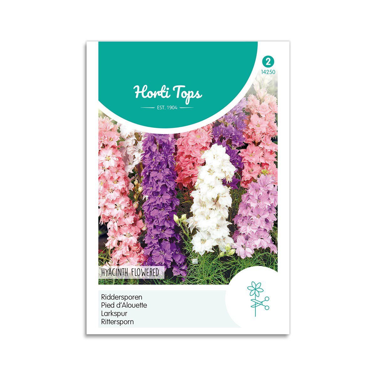 Produktbillede af Ridderspore frø Hyacinth Flowered Horti Tops på tilbud i høj kvalitet