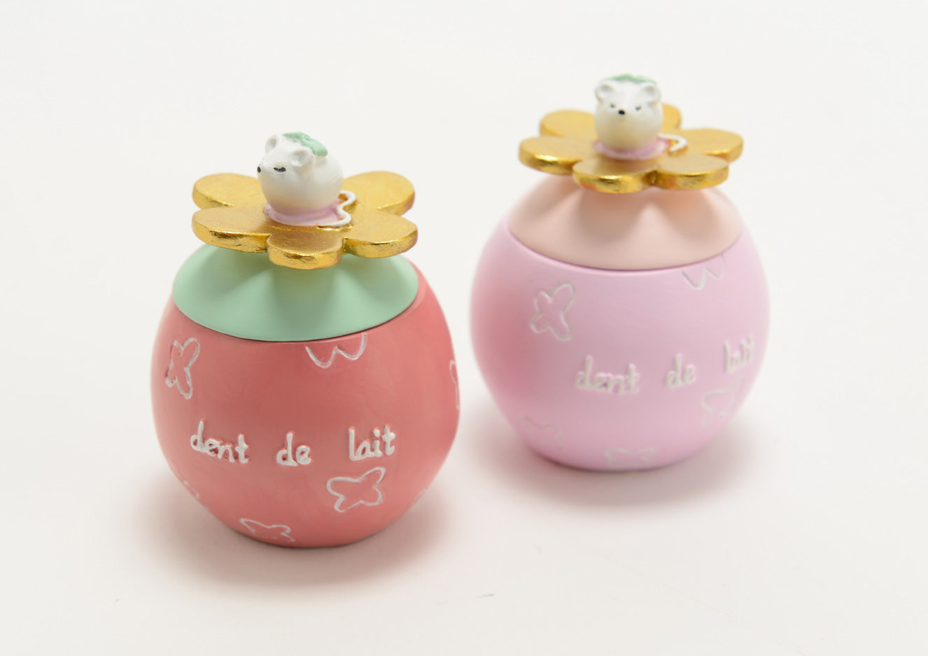 Produktbillede af Tandæske rundt med lille mus-Lyserød på tilbud i høj kvalitet