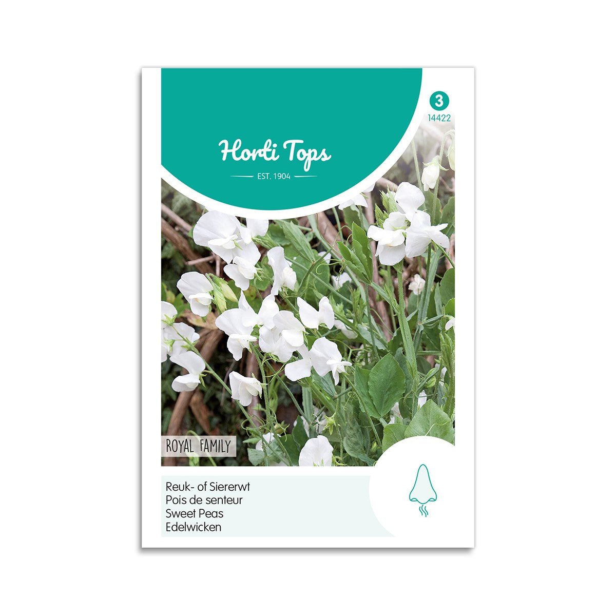 Produktbillede af Ærteblomstfrø Royal Family white Horti Tops på tilbud i høj kvalitet