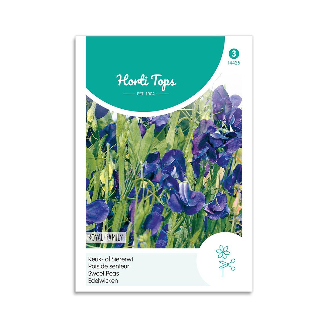 Produktbillede af Ærteblomstfrø Royal Family blue Horti Tops på tilbud i høj kvalitet
