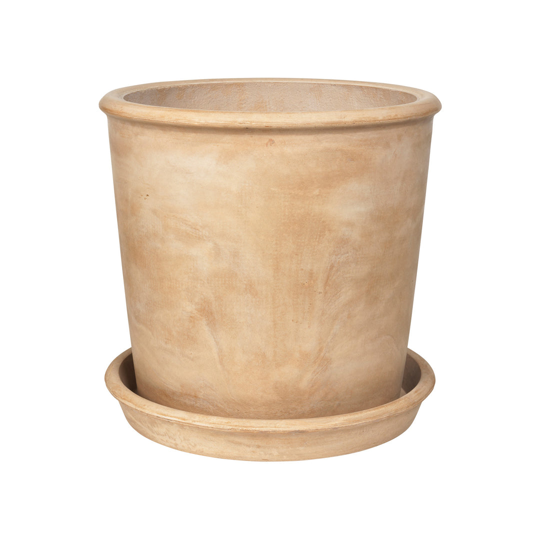 BROSTE COPENHAGEN Rolf urtepotteskjuler rund beige fibercement Ø50