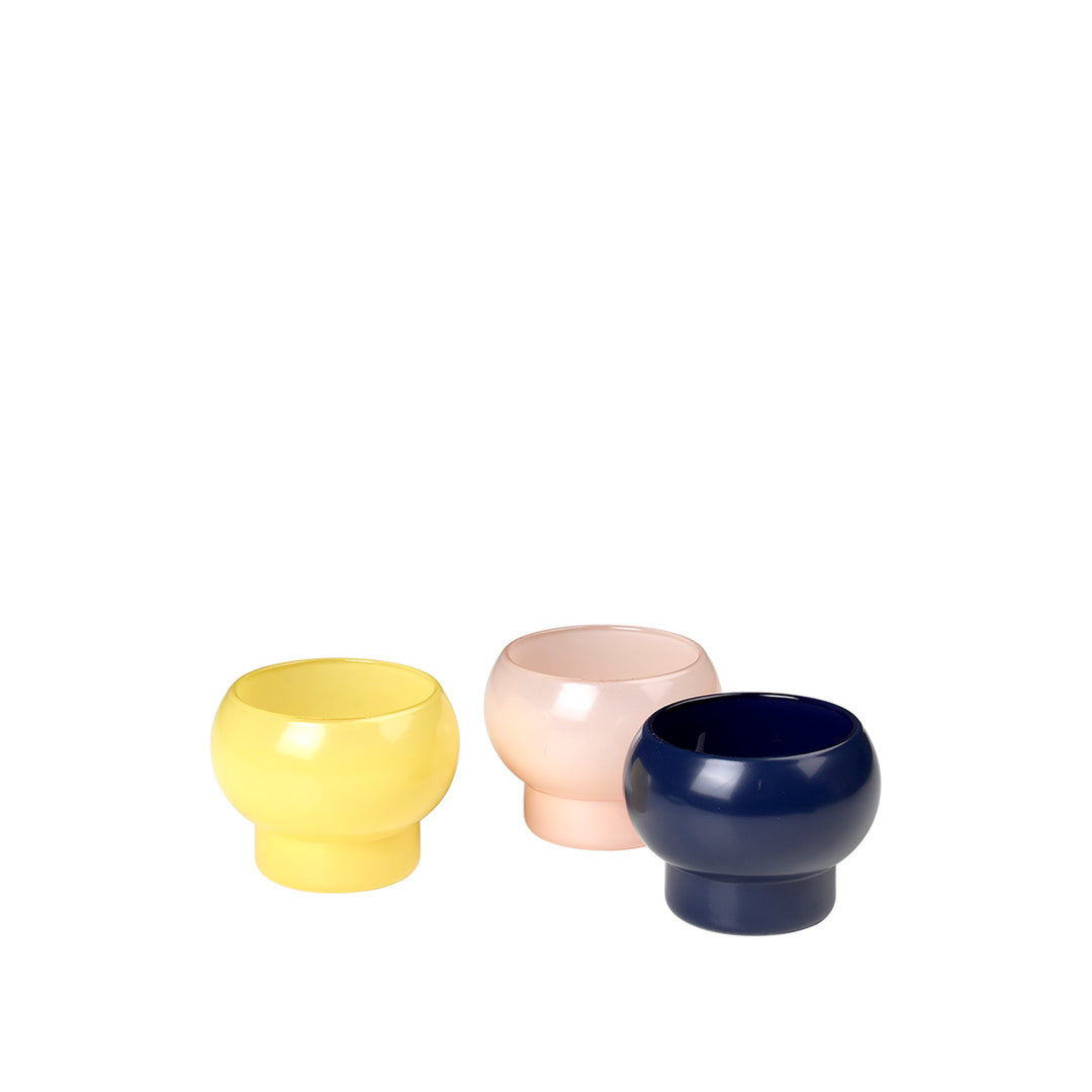 BROSTE COPENHAGEN Agate lysestage sæt af 3 farvet glas Ø: 9 cm