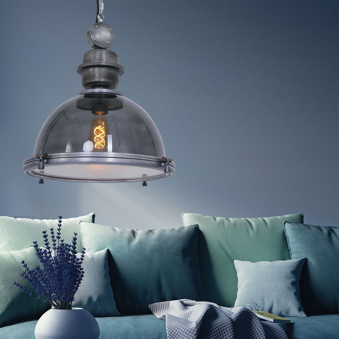 Produktbillede af Hoff industriel loftlampe i glas og metal på tilbud i høj kvalitet