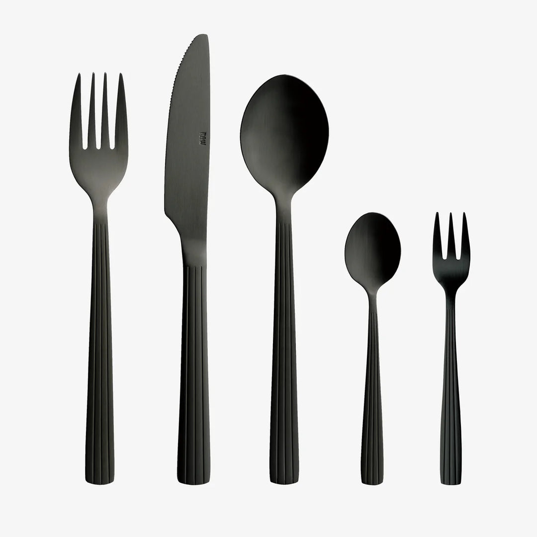 Produktbillede af Aida RAW 60 dele sæt mat sort 12 x kniv ske gaffel kaffeske kagegaffel i premium kvalitet