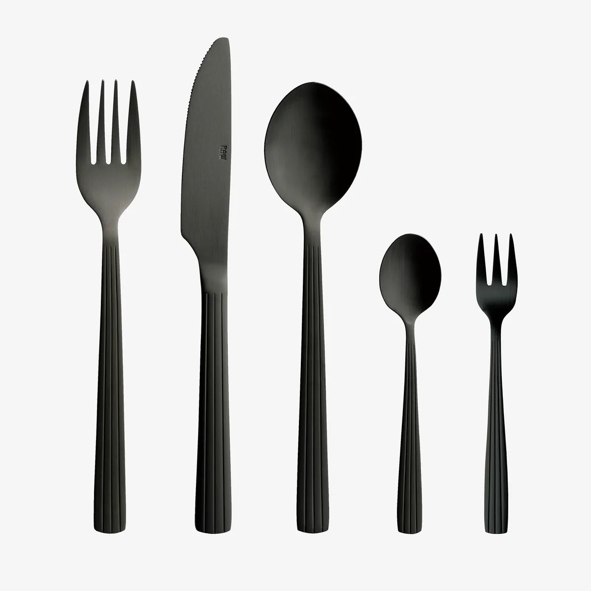 Produktbillede af Aida RAW 60 dele sæt mat sort 12 x kniv ske gaffel kaffeske kagegaffel i premium kvalitet