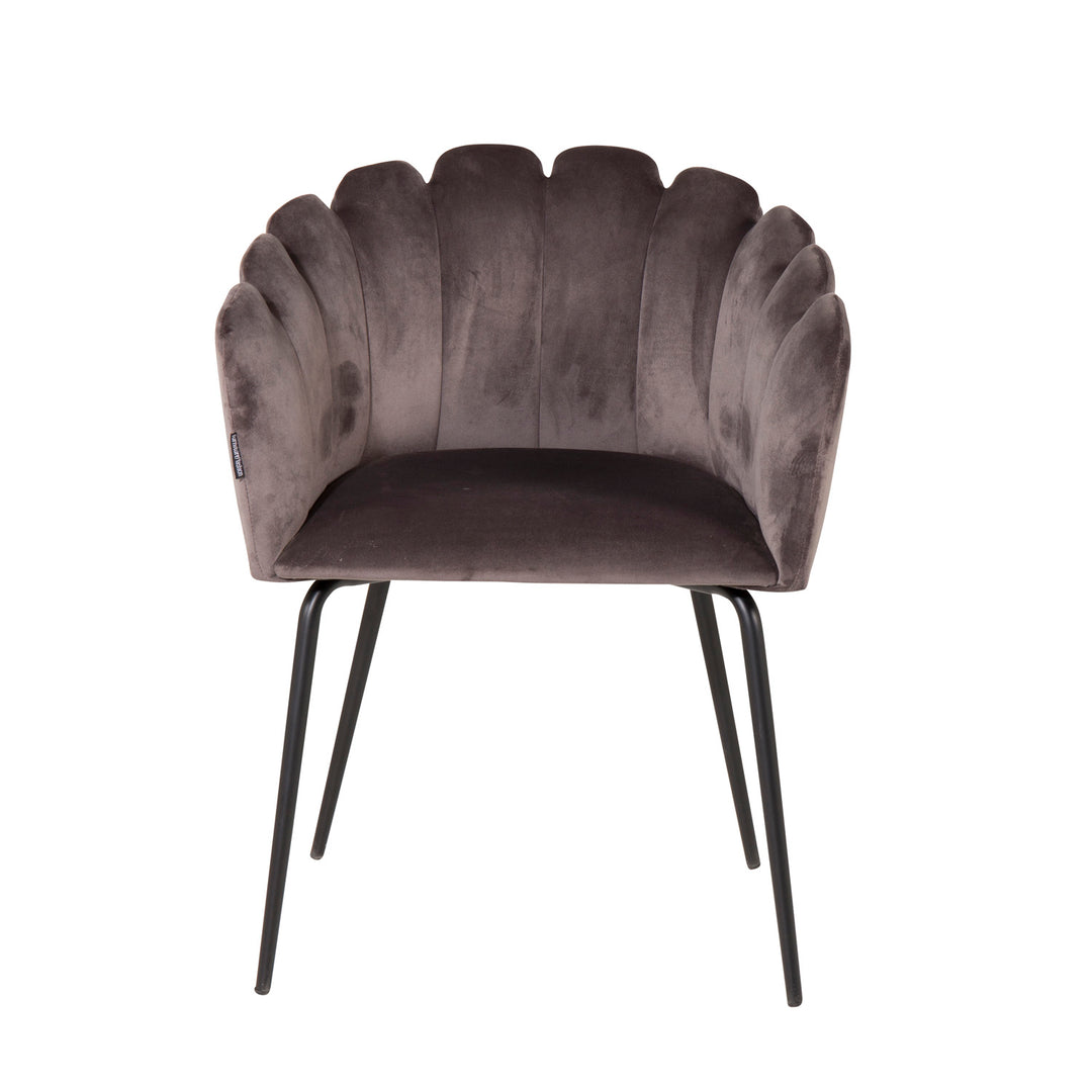 VENTURE DESIGN Limhamn spisebordsstol m. armlæn grå velour og sort metal