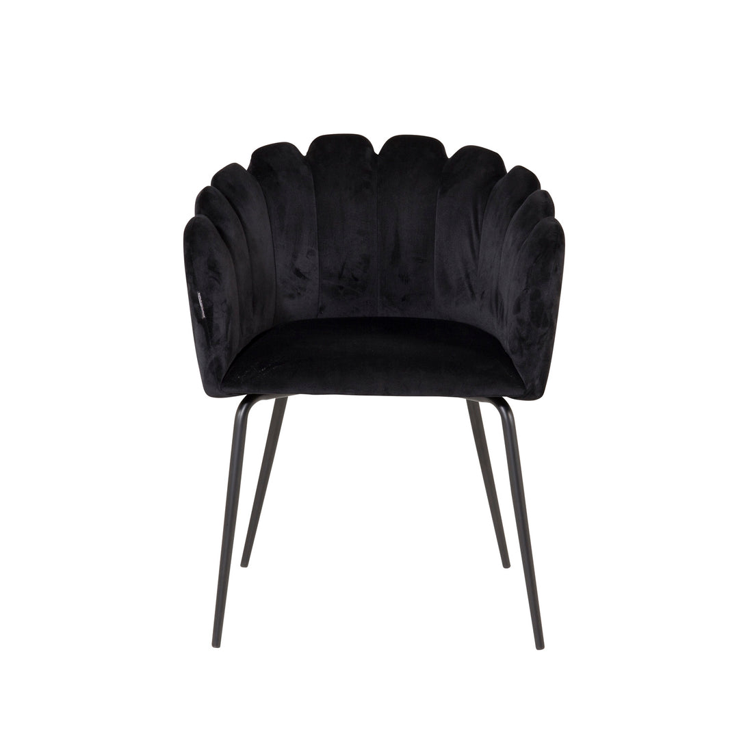 VENTURE DESIGN Limhamn spisebordsstol m. armlæn sort velour og metal