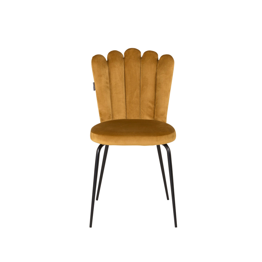 VENTURE DESIGN Limhamn spisebordsstol gul velour og sort metal