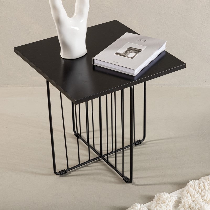 Produktbillede af Cawey- Sofabord i sort stål og sort topplade 60 x 60 cm. på tilbud i høj kvalitet