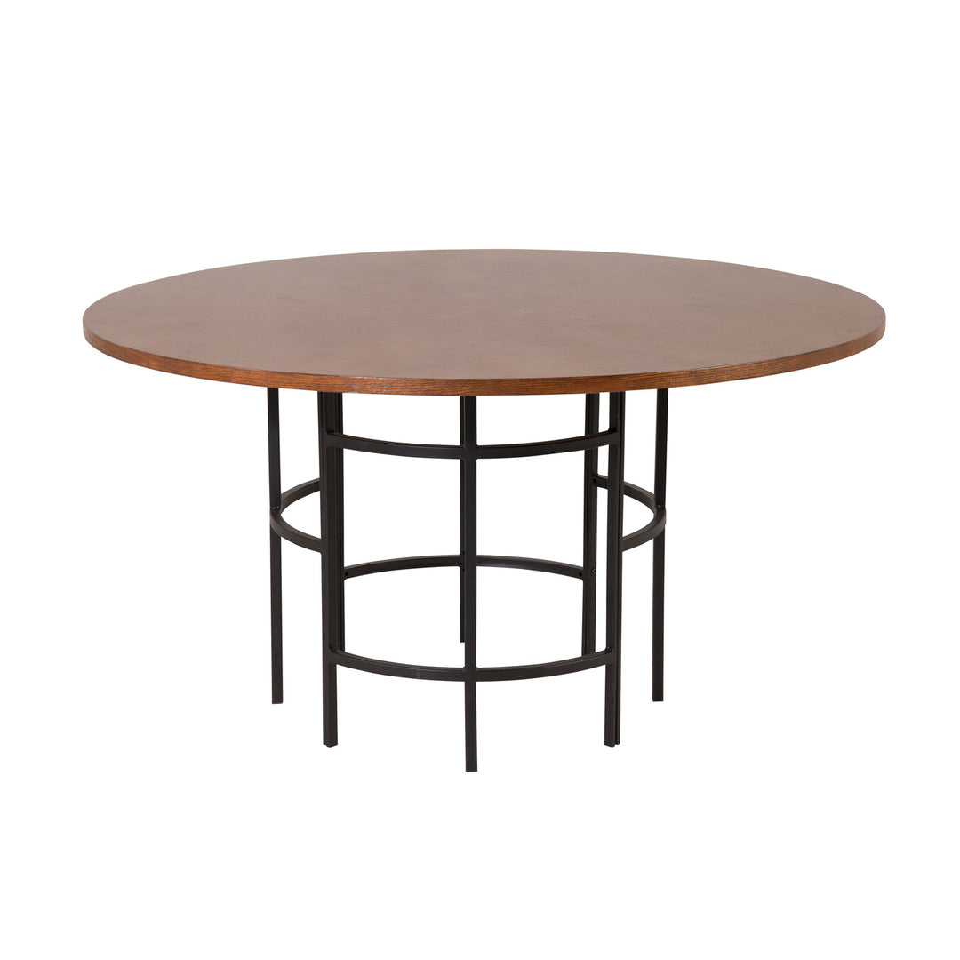 VENTURE DESIGN Copenhagen spisebord brun MDF og sort metal Ø140