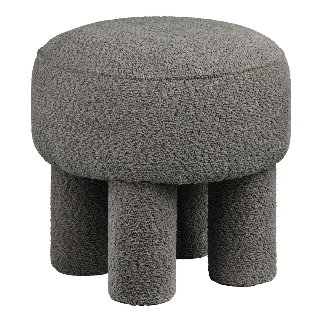 HOUSE NORDIC  Canberra puf rund koksgrå chenille polyester stof Ø43