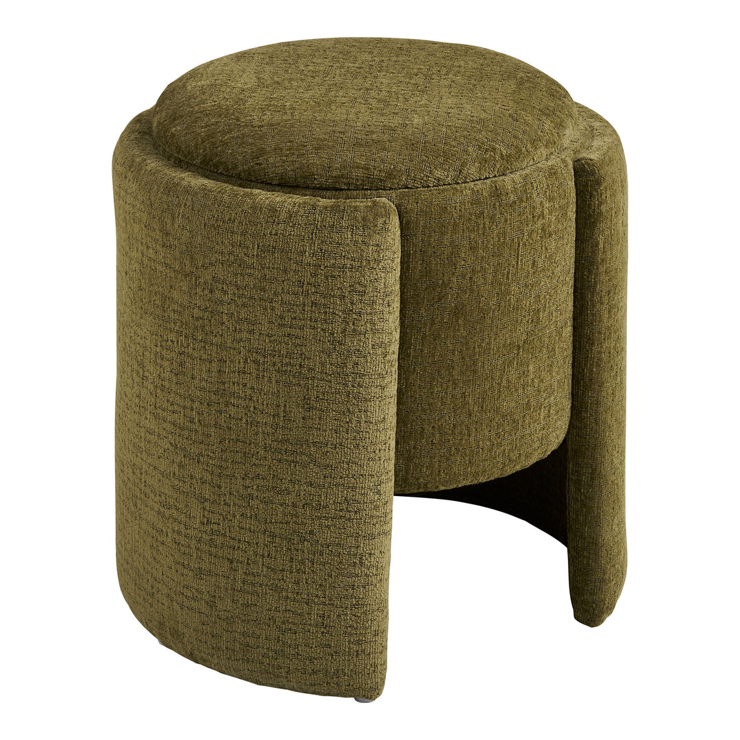 Produktbillede af HOUSE NORDIC  Walsdorf puf rund grøn polyester Ø42 i premium kvalitet
