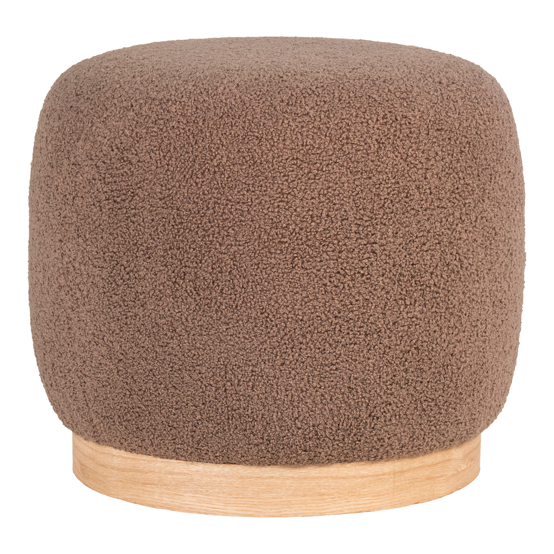 HOUSE NORDIC Belfort puf rund brun bouclé polyester stof og træ Ø44,5