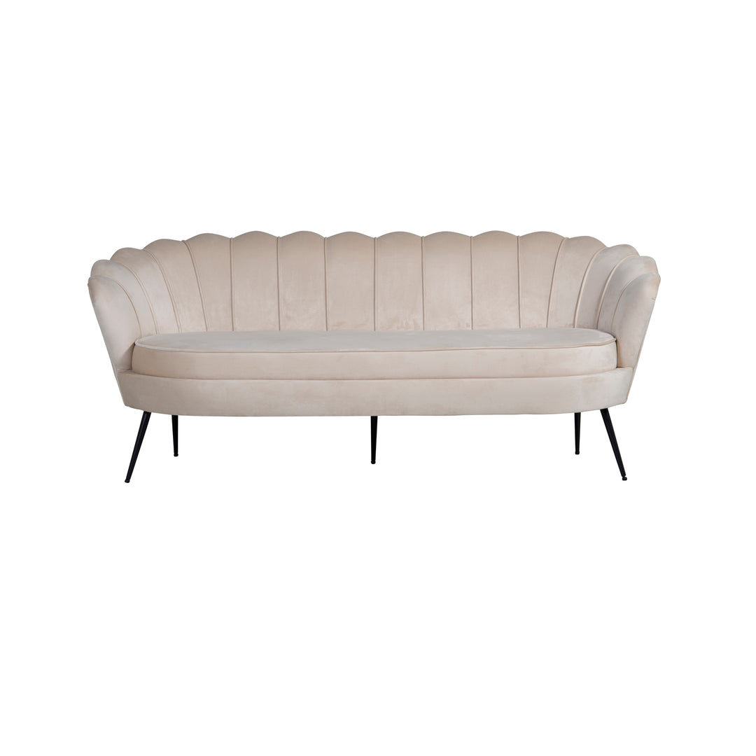 Produktbillede af VENTURE DESIGN Calais 3 personers sofa beige velour og sort metal i premium kvalitet